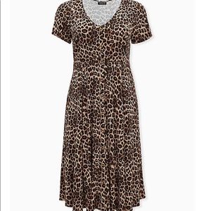 Cheetah Print Button Midi Dress